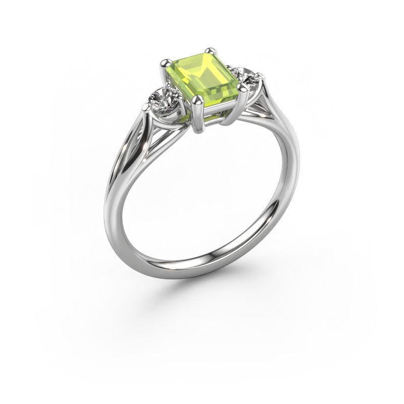Engagement ring Amie EME 585 white gold peridot 7x5 mm