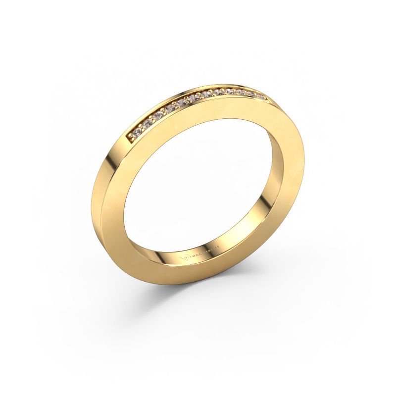 Stackable ring Loes 1 585 gold brown diamond 0.08 crt