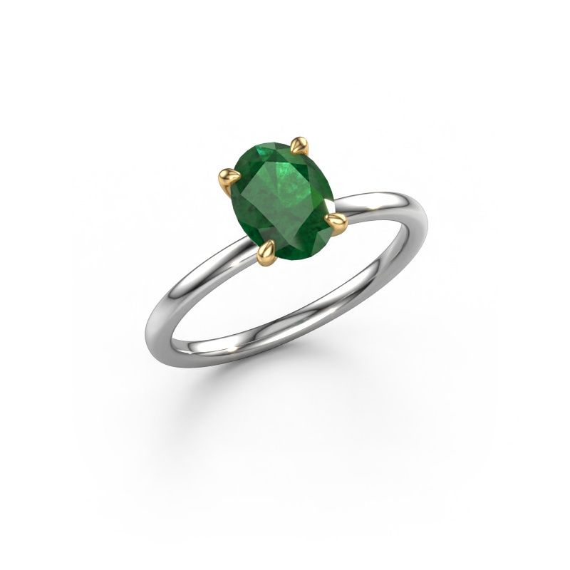 Engagement ring Crystal OVL 1 585 white gold emerald 8x6 mm