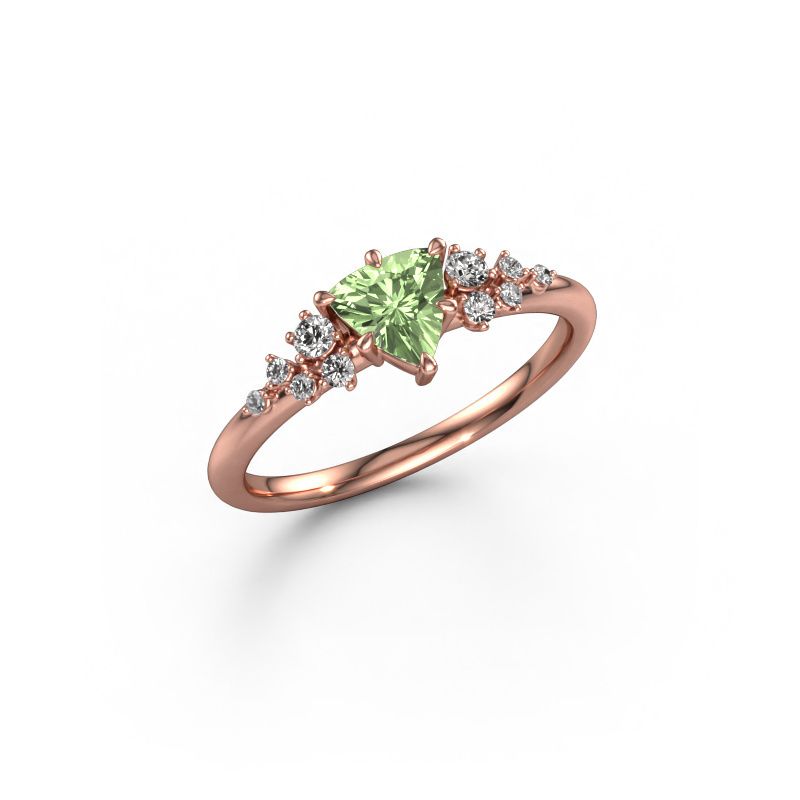 Bague Royce TRI 585 or rose diamants synthétiques vert 5.5 mm