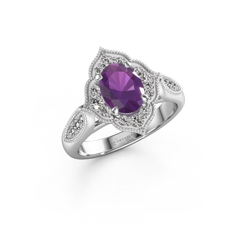 Bague de fiançailles Rosan 950 platine améthyste 8x6 mm