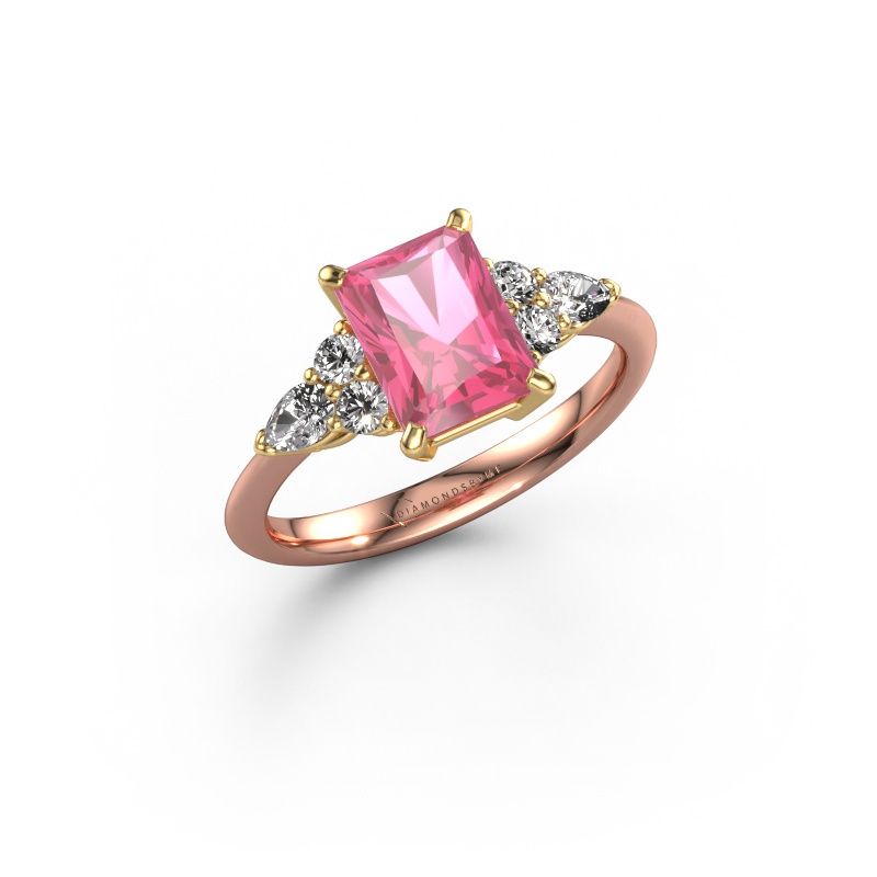 Forlovelsesring Melani RAD 585 roségull rosa safir 8x6 mm
