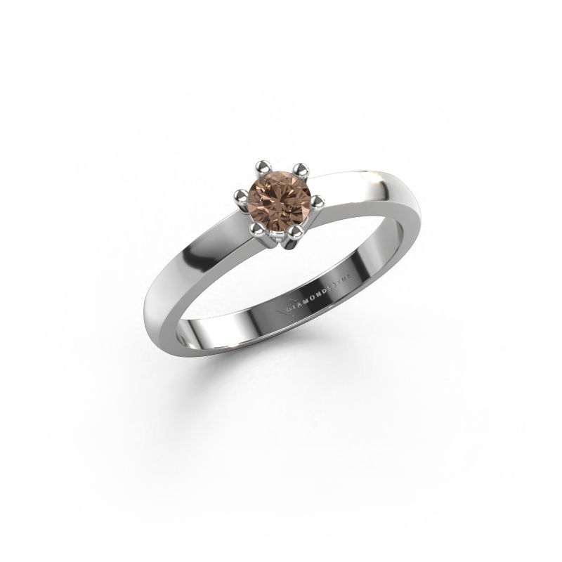 Verlovingsring Luna 1 585 witgoud bruine diamant 0.20 crt
