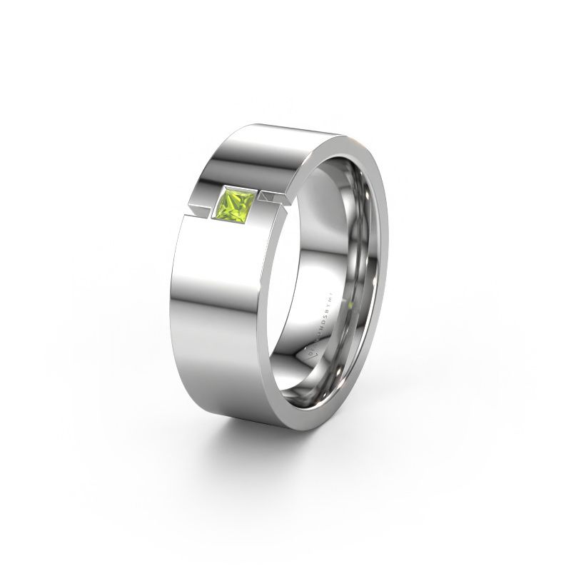 Trouwring WH2042P 585 witgoud peridoot ±7x2.4 mm