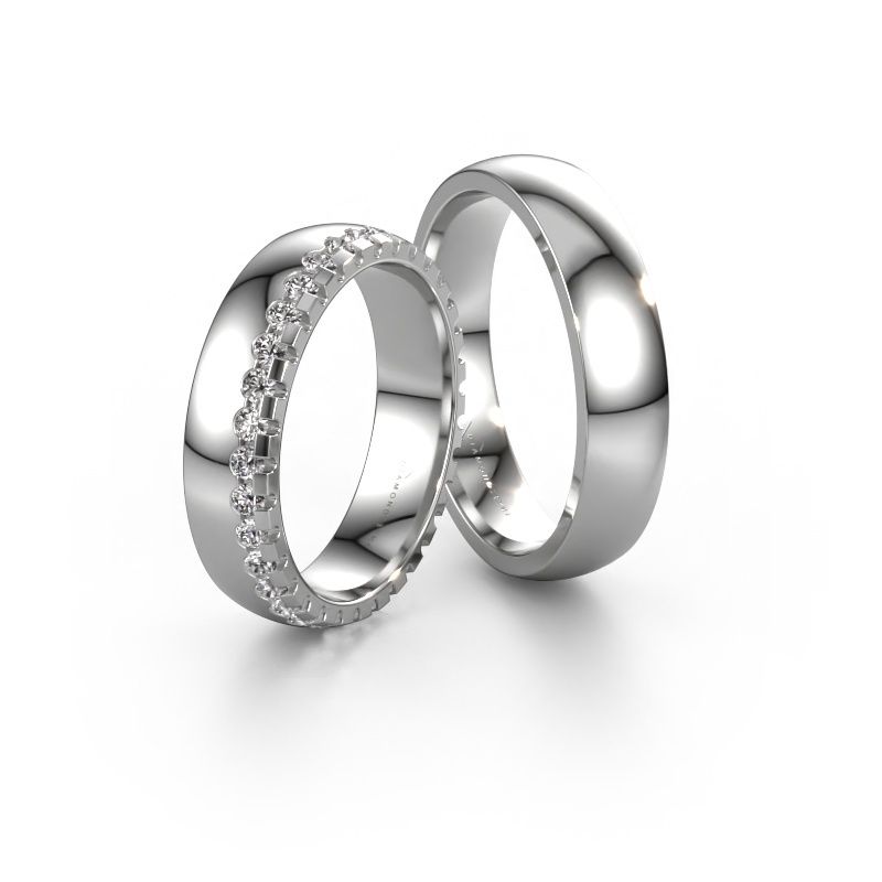 Wedding rings set WH6122LM25BP ±5x2 mm 14 Carat white gold diamond 0.825 crt