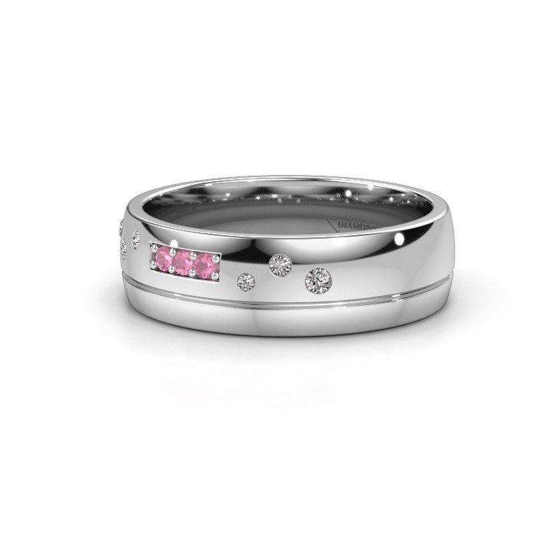 Image of Wedding ring WH0310L26AP<br/>585 white gold ±6x1.7 mm<br/>Pink sapphire
