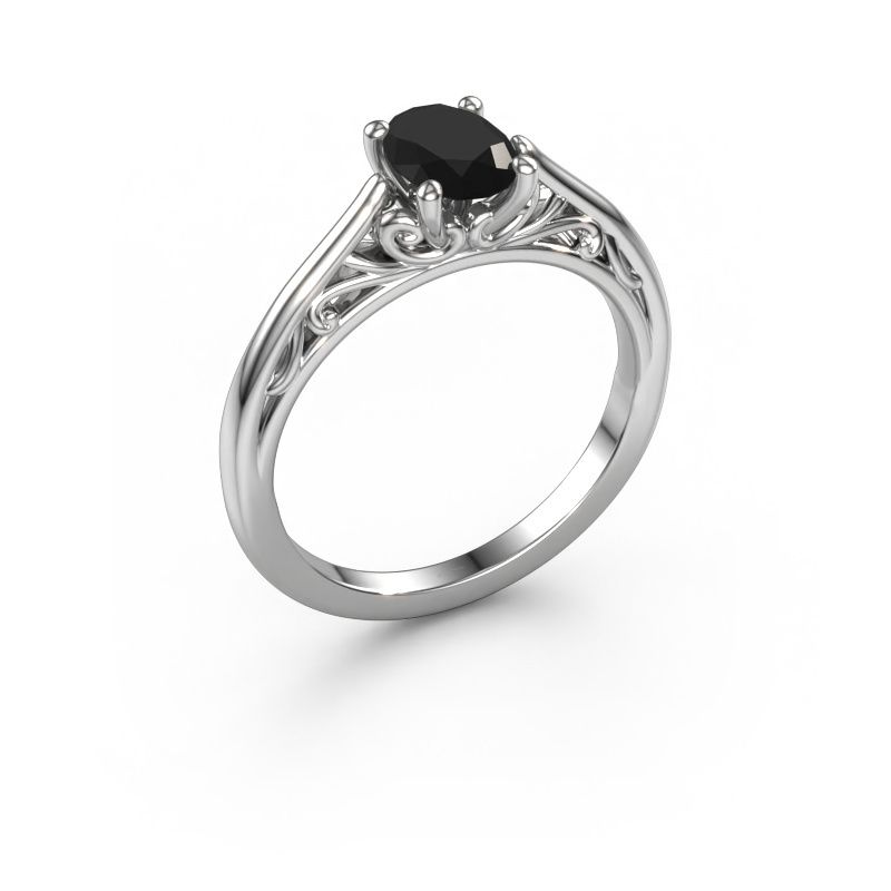 Aanzoeksring Shannon ovl 950 platina zwarte diamant 1.05 crt