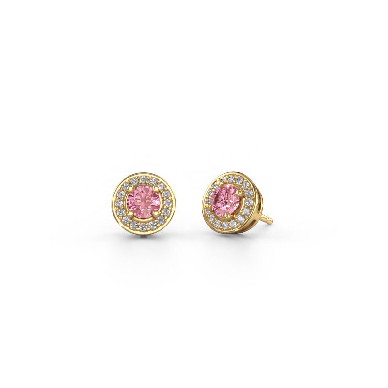 Stud earrings Agaat 585 gold pink lab grown diamond 5 mm