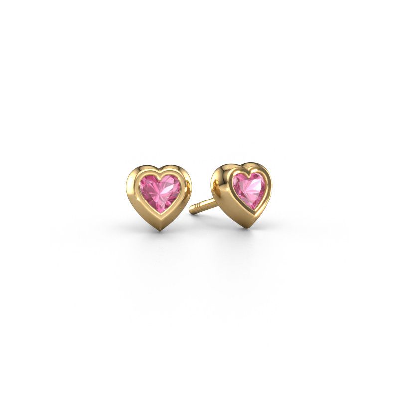 Oorknopjes Charlotte 585 goud roze saffier 4 mm