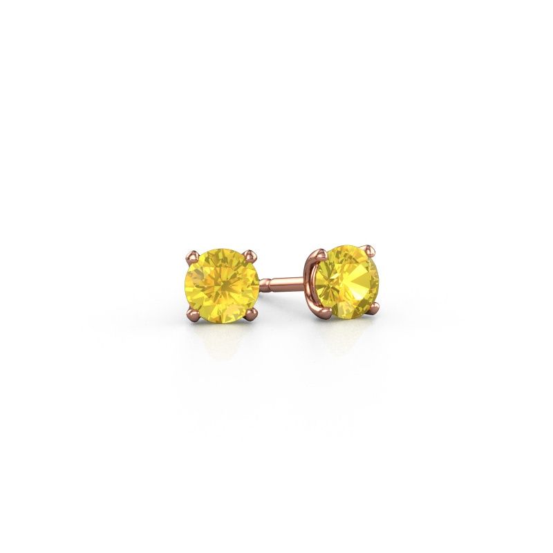 Clous d'oreilles Sam RND 585 or rose saphir jaune 5 mm