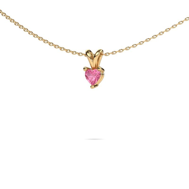 Pendant Garnet 585 gold pink sapphire 4 mm
