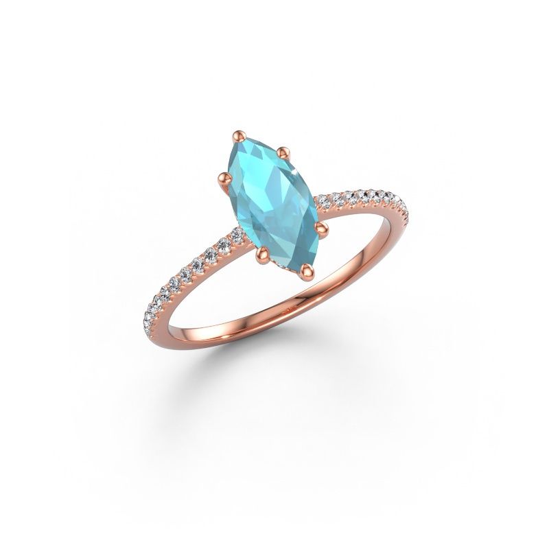 Verlobungsring Sophie MRQ 585 Roségold Blau Topas 10x5 mm