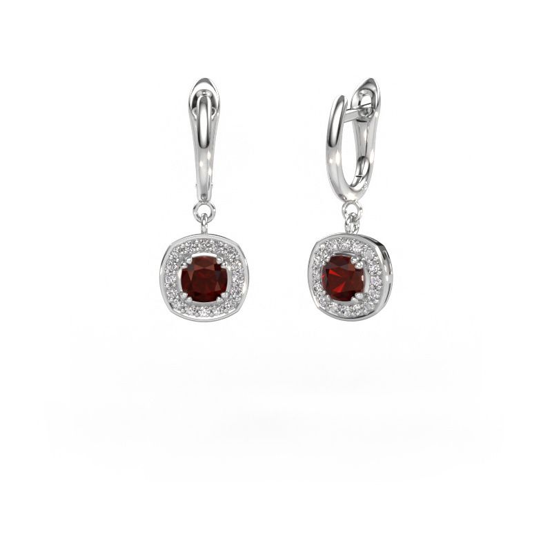 Drop earrings Marlotte 1 950 platinum garnet 5 mm