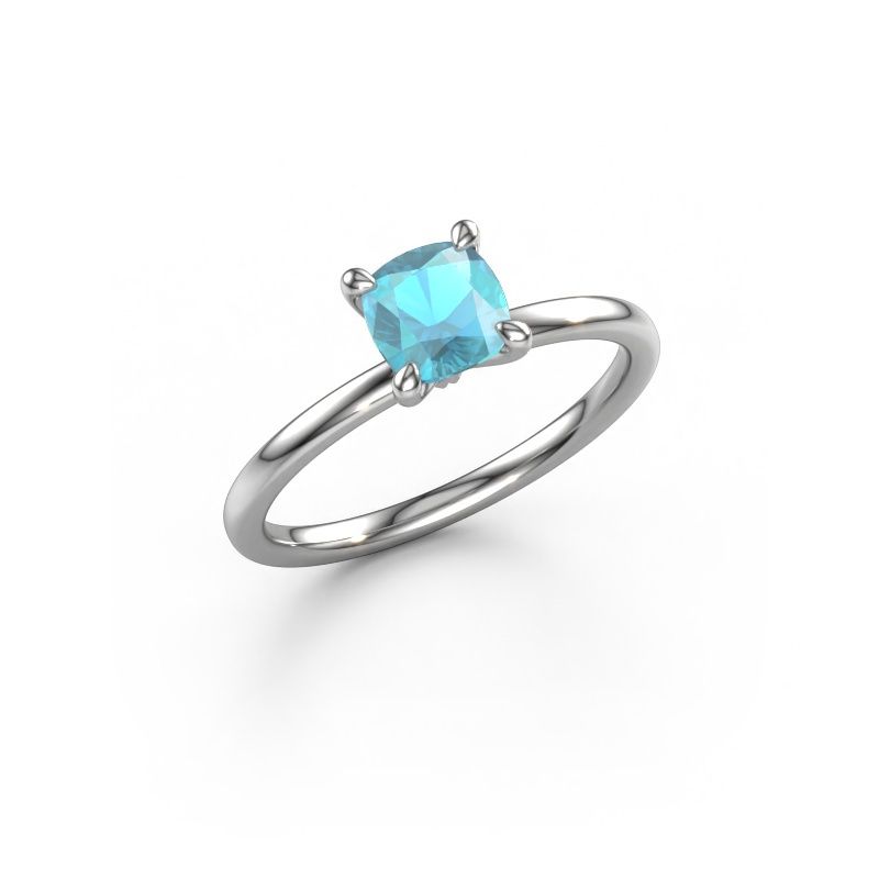 Verlobungsring Crystal CUS 1 585 Weißgold Blau Topas 5.5 mm