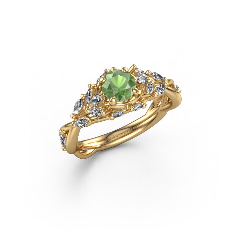 Verlobungsring Samantha RND 585 Gold Turmalin grün 5 mm