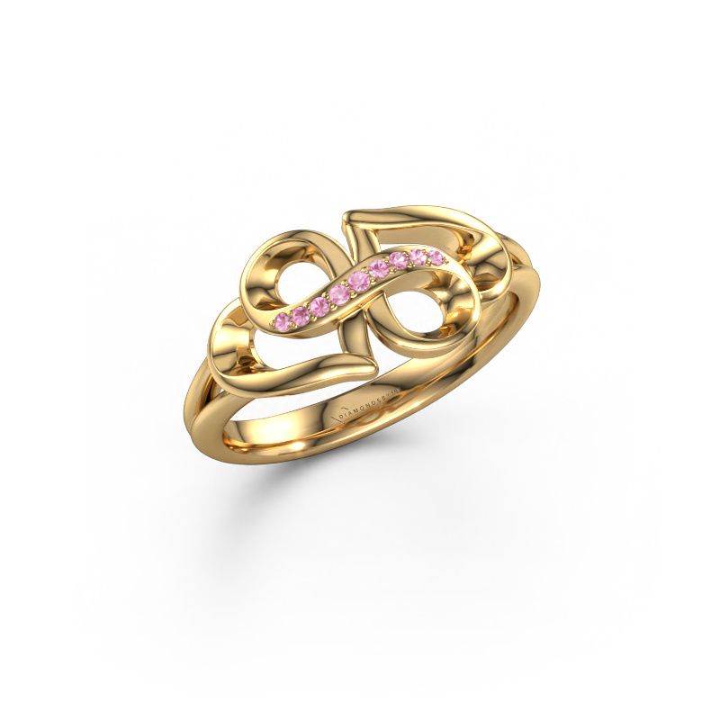 Ring Rowie 585 gold pink sapphire 0.9 mm