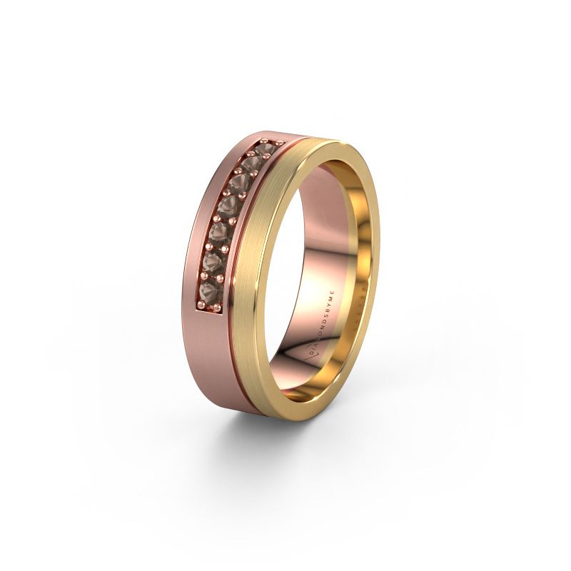 Trouwring WH0312L16AM 585 rosé goud rookkwarts ±6x1.7 mm