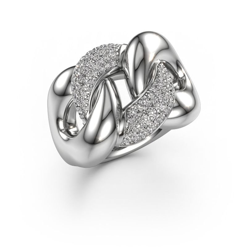 Ring Kylie 2 15mm 950 platinum diamond 0.55 crt