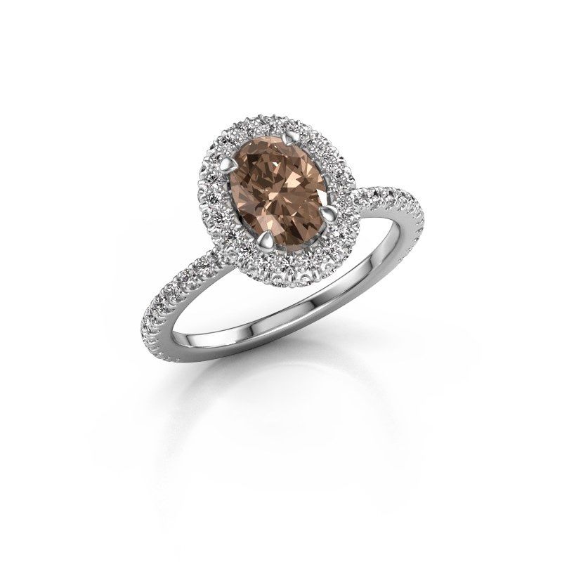 Afbeelding van Verlovingsring Talitha Ovl<br/>585 witgoud<br/>Bruine Diamant 1.444 Crt