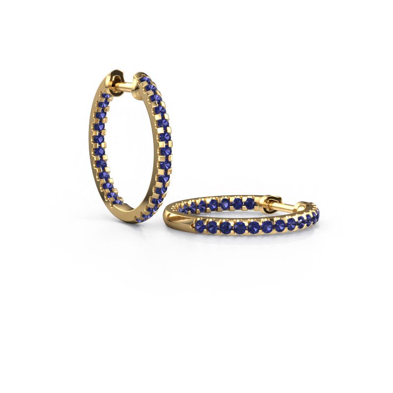 Creolen Jackie 15 mm B 585 goud saffier 2 mm