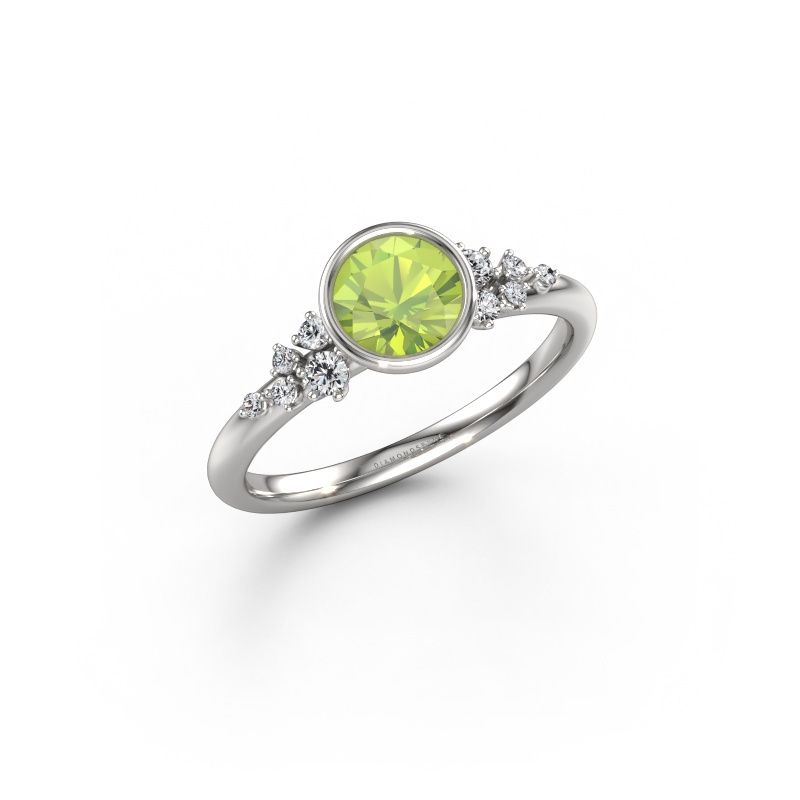 Verlobungsring Aliyah RND 585 Weißgold Peridot 5.7 mm