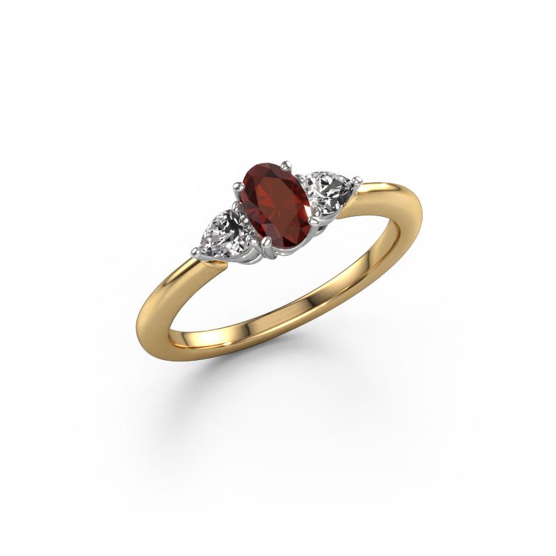 Engagement ring Chanou OVL 585 gold garnet 7x5 mm