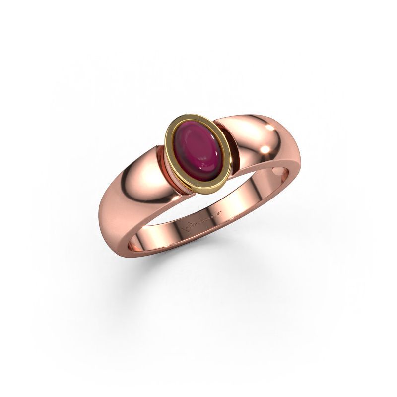Bague Tonneke 585 or rose grenat 6x4 mm