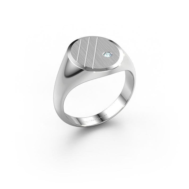 Chevalière Wesley 3 950 platine aigue-marine 2 mm