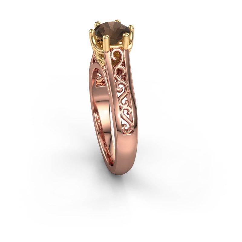 Image of Engagement ring shan<br/>585 rose gold<br/>Smokey quartz 6 mm