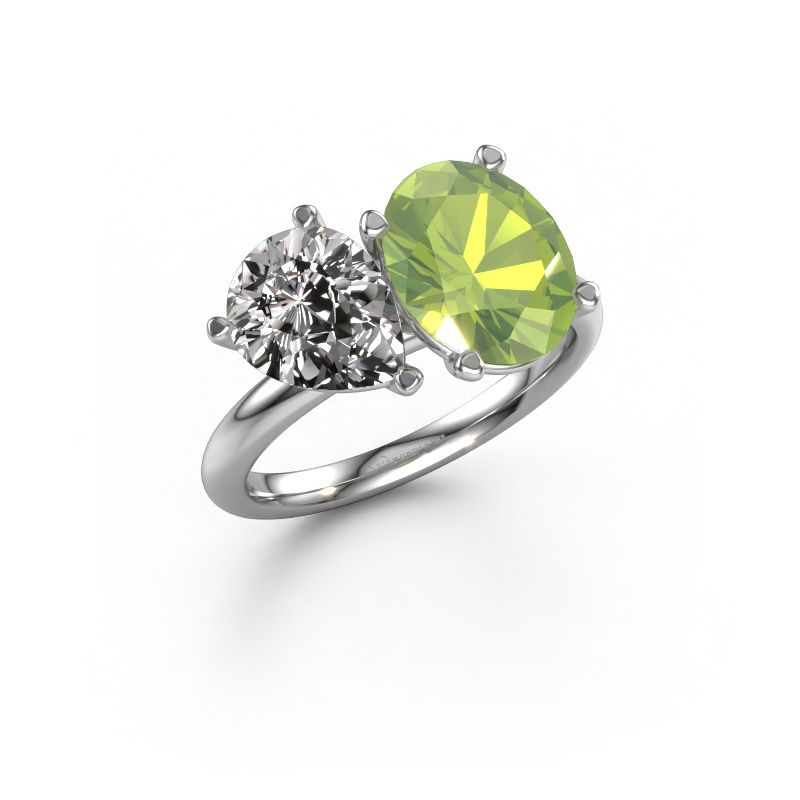 Verlobungsring Toi et Moi OVL-PER 950 Platin Peridot 8x6 mm