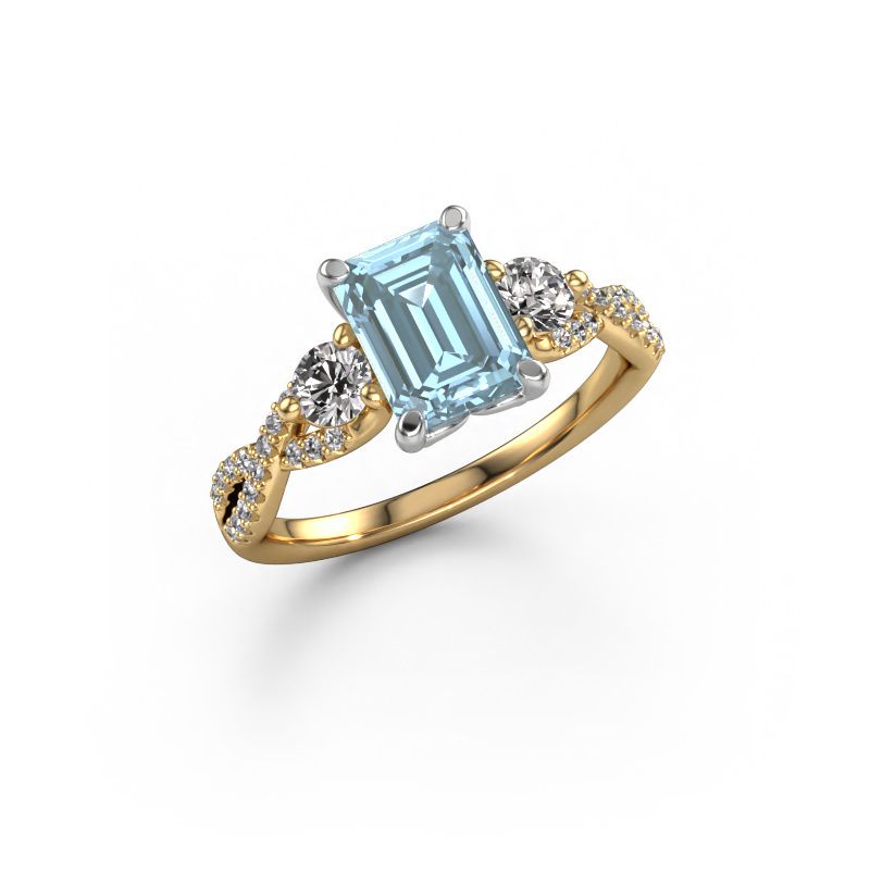 Engagement ring Marilou EME 585 gold blue lab grown diamond 8x6 mm