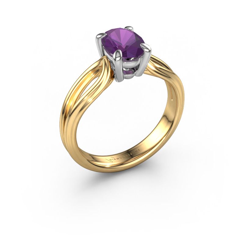 Verlovingsring Antonia ovl 1 585 goud amethist 8x6 mm