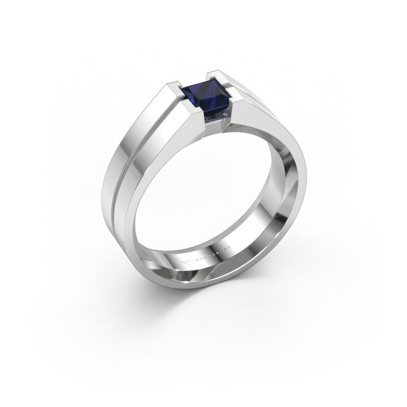 Heren ring Stefan 585 witgoud saffier 4.5 mm
