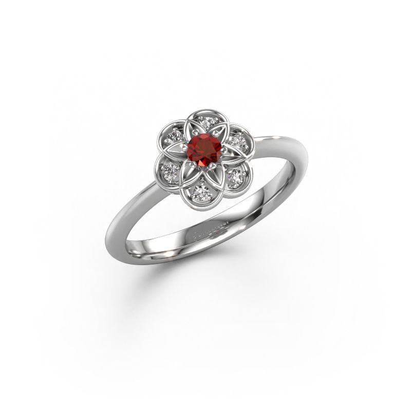 Ring Uma 585 Weißgold Granat 3 mm