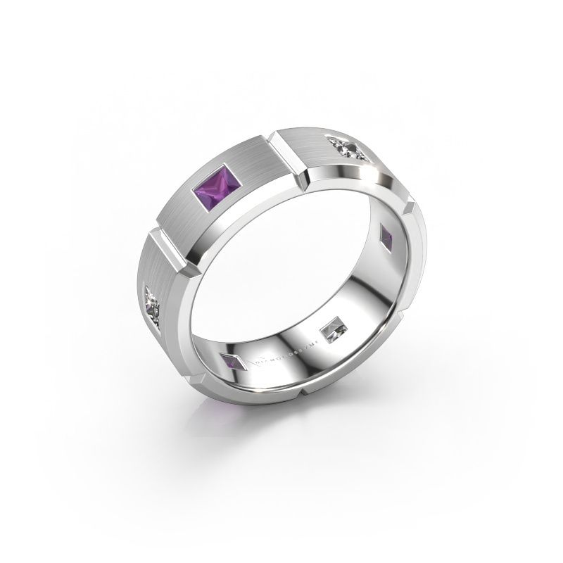 Heren ring Steve 585 witgoud amethist 3 mm