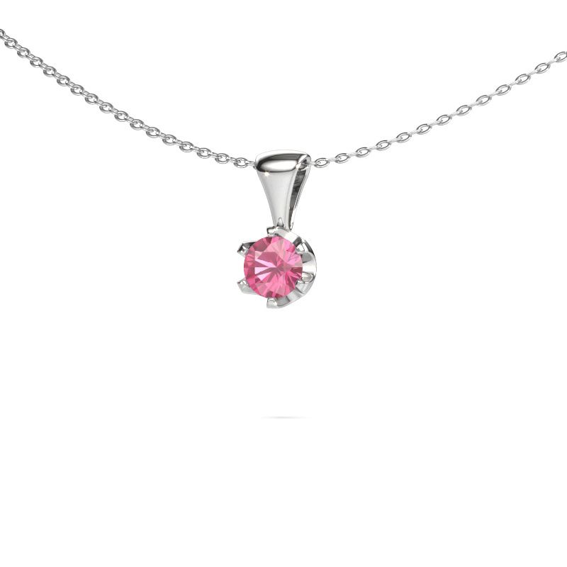Kette Fran 585 Weißgold Pink Saphir 5 mm