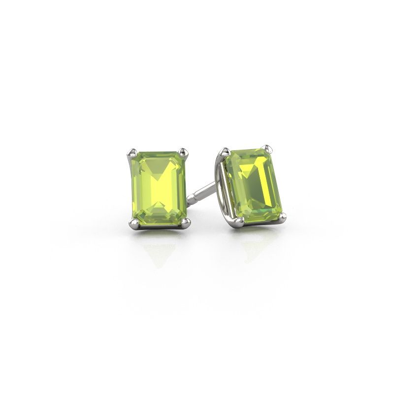 Stud earrings Sam EME 950 platinum peridot 7x5 mm