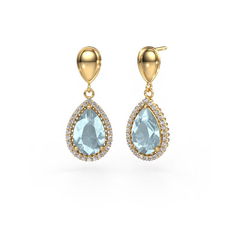 Drop earrings Tilly per 1 585 gold aquamarine 12x8 mm