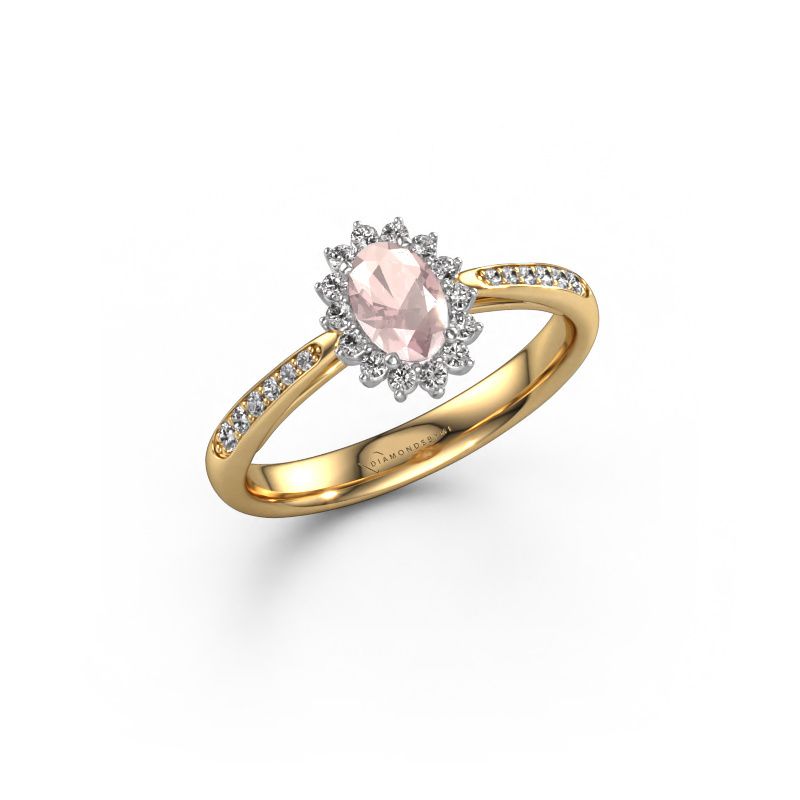 Engagement ring Tilly ovl 2 585 gold morganite champagne 7x5 mm