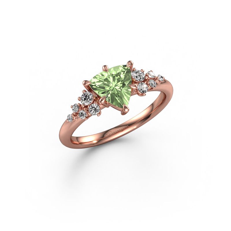 Engagement ring Royce TRI 585 rose gold green lab grown diamond 7 mm