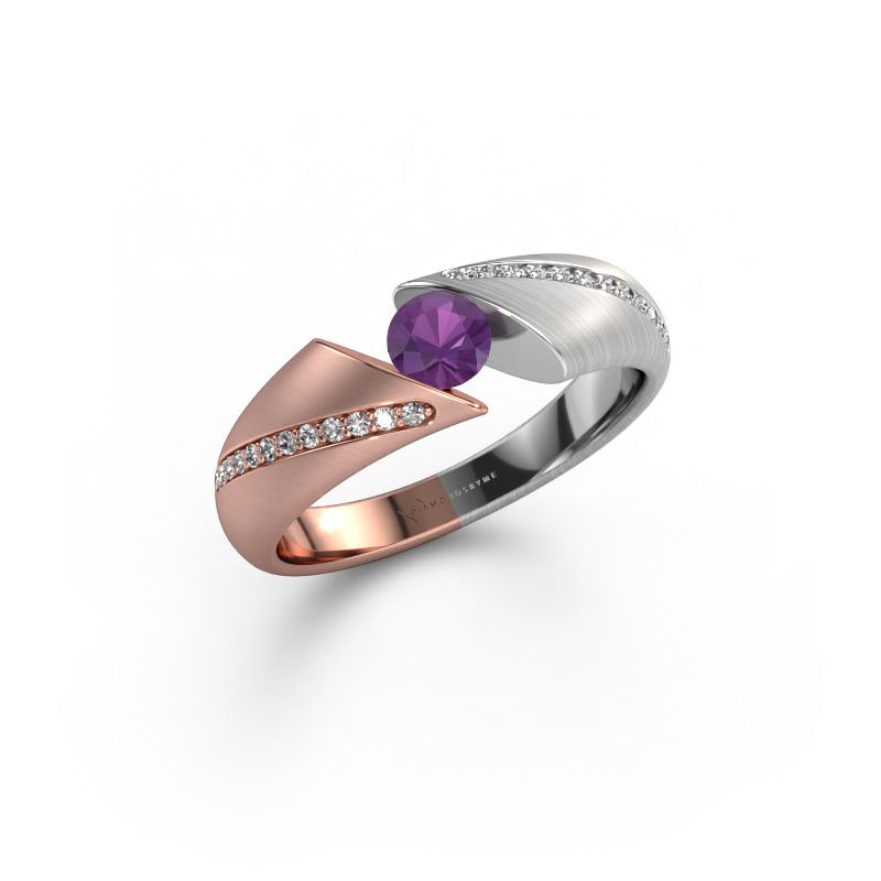 Bague de fiançailles Hojalien 2 585 or rose améthyste 4.2 mm