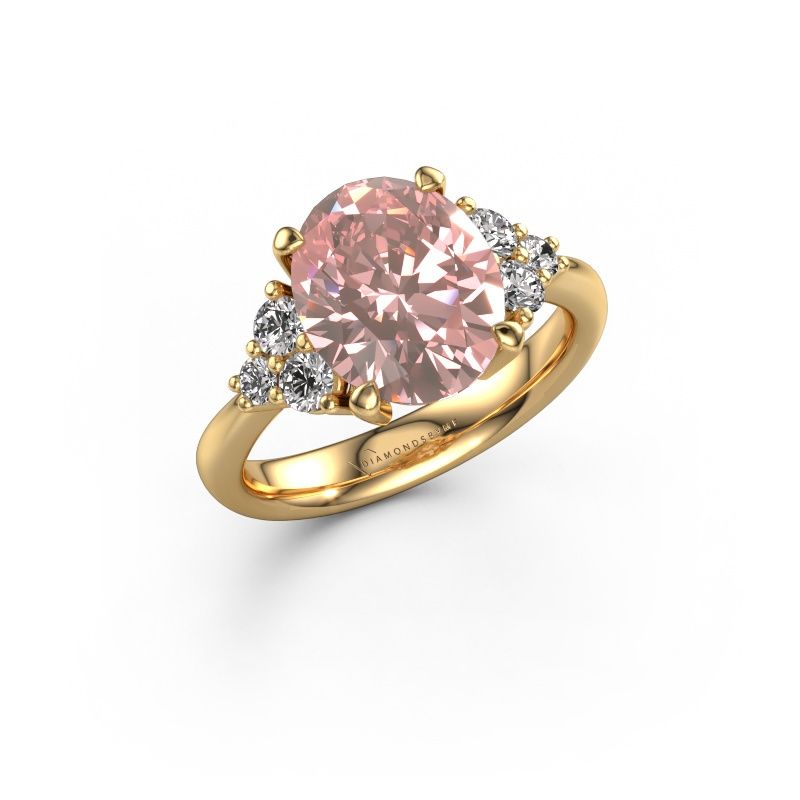 Engagement ring Aleida OVL 1 585 gold pink lab grown diamond 9x7 mm