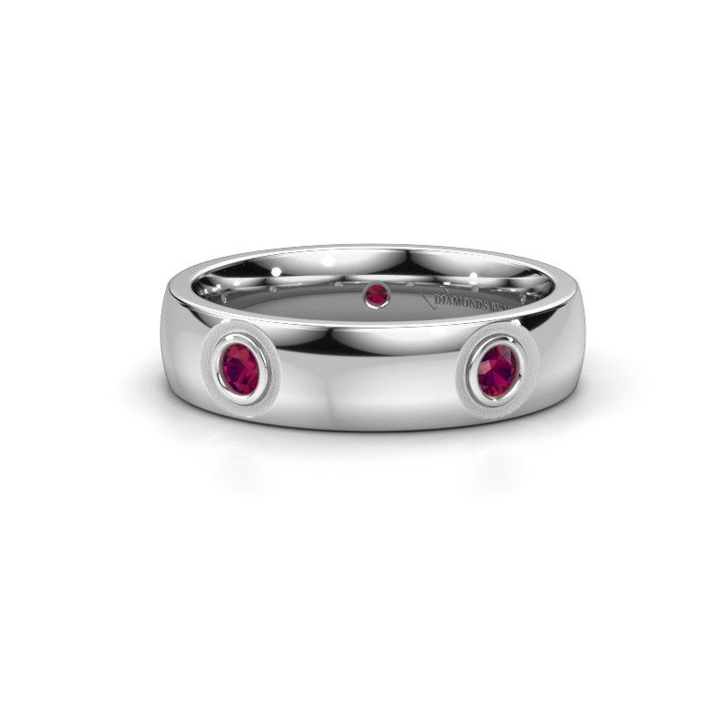 Image of Wedding ring WH0139L25BP<br/>585 white gold ±5x2 mm<br/>Rhodolite