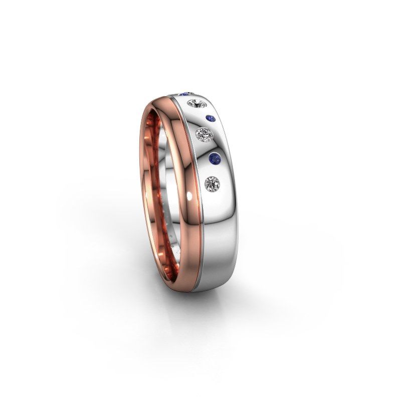 Afbeelding van Trouwring WH0317L36AP 585 witgoud saffier ±6x1.7 mm