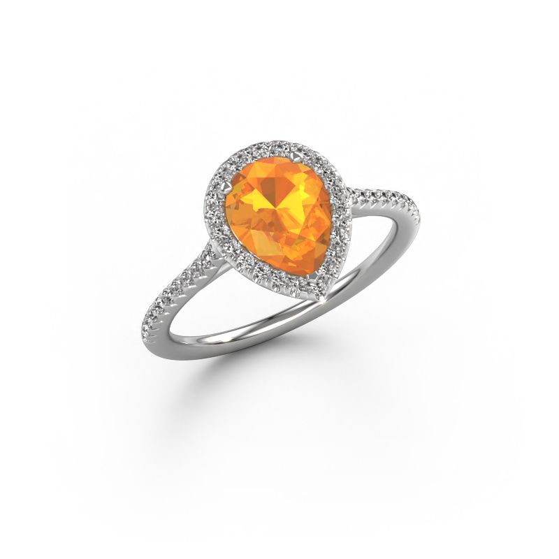 Verlobungsring Seline per 2 950 Platin Citrin 8x6 mm