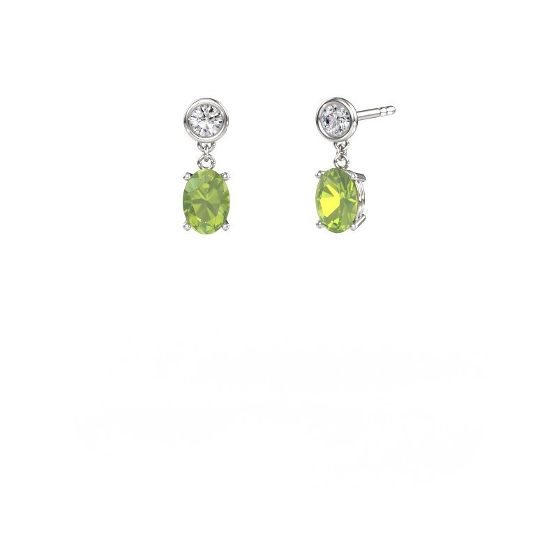 Pendants d'oreilles Lacey OVL 950 platine péridot 7x5 mm
