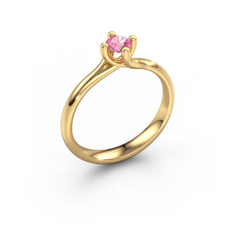 Verlobungsring Dewi Round 585 Gold Pink Saphir 4 mm