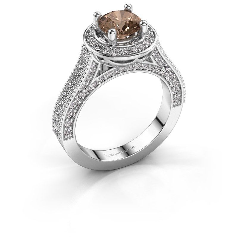 Afbeelding van Verlovingsring Joelle<br/>585 witgoud<br/>Bruine diamant 2.027 crt