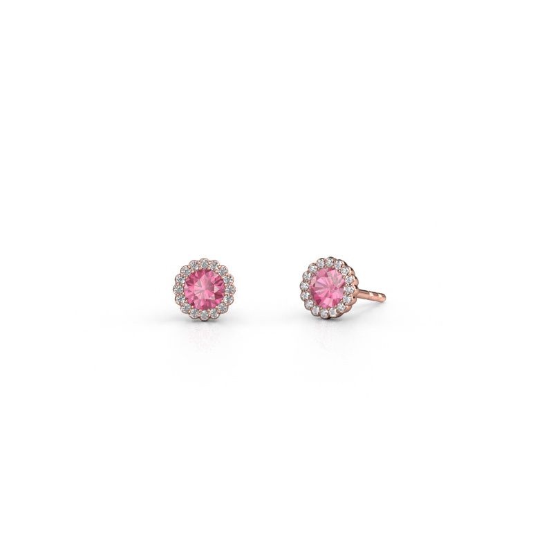 Earrings Queen 585 rose gold pink sapphire 4.2 mm