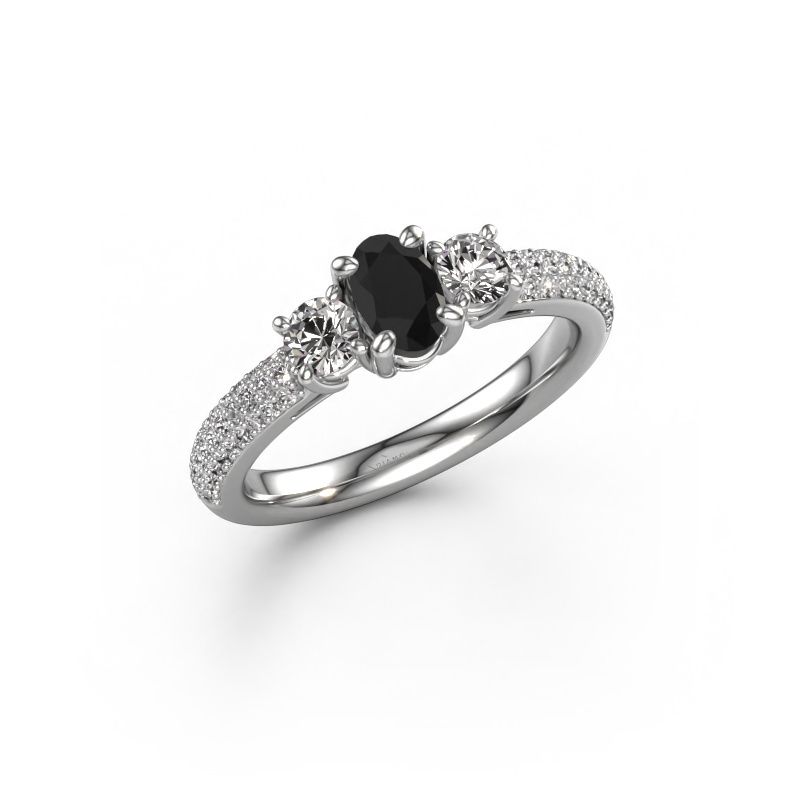 Engagement ring Marielle OVL 950 platinum black diamond 1.45 crt